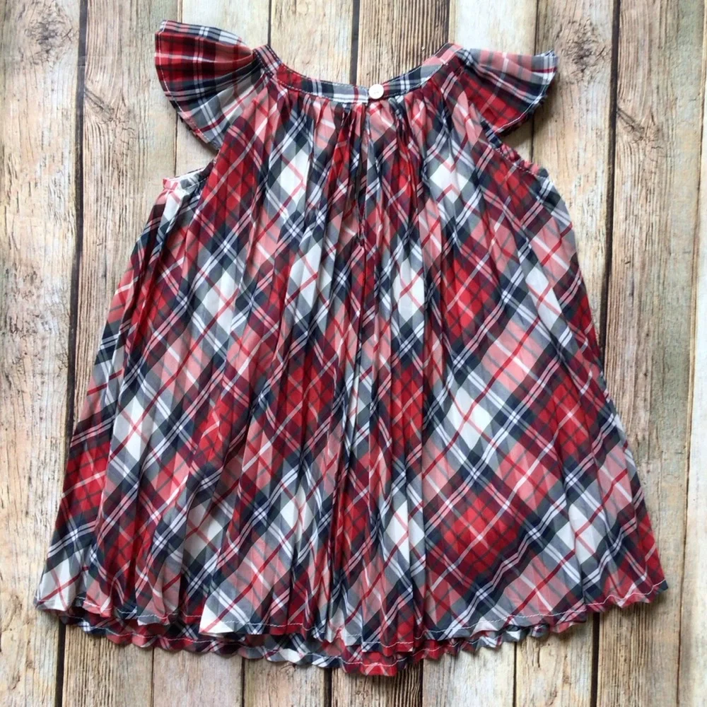 Gap Christmas Plaid Pleated Dress